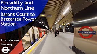 London Underground First Person Journey  Barons Court to Battersea Power Station via Leicester Sq [upl. by Emmaline]