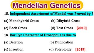 Mendelian Genetics  Genetics mcq  Genetics mcqs  Part 1 [upl. by Ike]