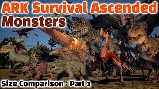 ARK Survival Ascended Monsters Size Comparison  Part 1 [upl. by Cohl]