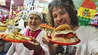 Probando COMIDA CALLEJERA en Bolivia 🥪🇧🇴 [upl. by Doralynne997]