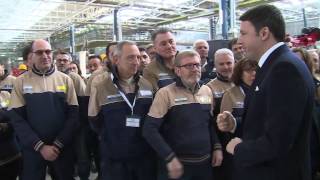 Renzi visita lo stabilimento Fiat Mirafiori di Torino [upl. by Ahtekal]