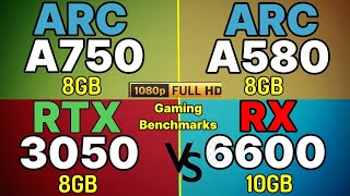 Intel arc a580 VS RX 6600 VS RTX 3050 VS Arc a750 VS Arc a770 VS RX 6600 XT VS RX 6500 XT VS 7600XT [upl. by Enala]