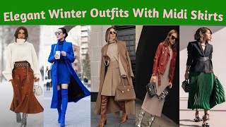 Elegant Winter Outfits With Midi SkirtsLatest Skirts Outfitsskirtstyling indiandressing skirt [upl. by Bendicty]