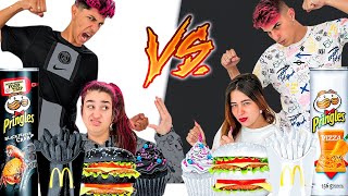 24 HORAS COMENDO COMIDA BRANCA VS COMIDA PRETA desafio de casal [upl. by Sadonia]