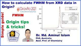 How to calculate FWHM from XRD data in Origin [upl. by Norabel]