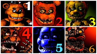 All FNAF Games Complete FNAF 1 2 3 4 5 6 Full Walkthrough [upl. by Kcerb]