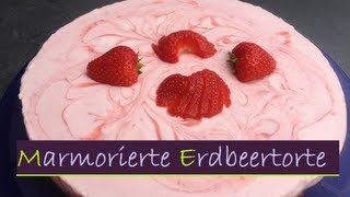 MARMORIERTE ERDBEERTORTE  Rezept  grüne Däumchen [upl. by Jemina]