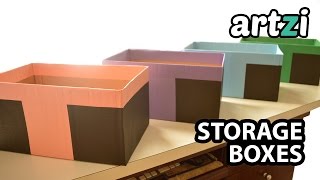 How to Cover Cardboard Box With Paper  Making Storage Boxes [upl. by Lammaj74]