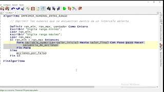 Imprimir números entre un rango PSEINT [upl. by Meldoh859]