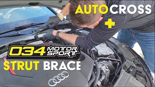 034Motorsport Strut Brace Installation at the track [upl. by Bobbette]