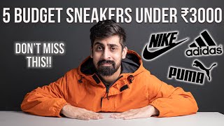 5 BUDGET SNEAKERS UNDER ₹3000  INDIA [upl. by Imoin]