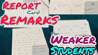 Report Card Remarks for Weak Students  Comments for Class 1 to 8 Remarks for Weak Students [upl. by Orrocos]