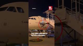 Airline Worker Falls Off Airbus A320 As Ground Staff Remove Ladder At Jakarta Airport In Indonesia [upl. by Web]