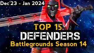 MCOC Top 15 Defenders for Battlegrounds Season 14  January 2024  Marvel Contest of Champions [upl. by Llatsyrk597]