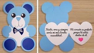 Tarjeta para San Valentín  Tarjeta Oso corazón  Hermosas tarjetas hecho a mano  Card teddy bear [upl. by Donalt510]