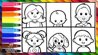 Desenhar e Colorir uma Família 👩👨👧👦🐶🌈 Desenhos para Crianças [upl. by Bouchier769]