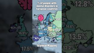 of people with mental health disorders in European countries 🧠 map mapping geography [upl. by Xaviera]