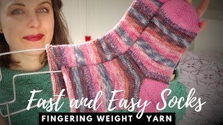 knitting pattern Fast and Easy Socks in self striping Schachenmayr Yarn [upl. by Laurin]