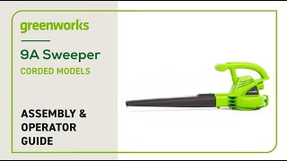 Assembling and Operating your Greenworks Corded BlowerSweeper [upl. by Pickering452]