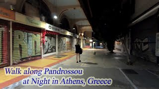 Walking in Greece Walk along Pandrossou at Night in Athens ORANGE ua [upl. by Gerlac]