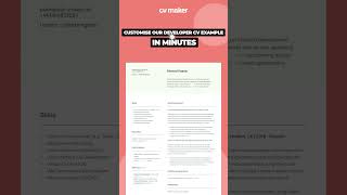 Developer CV Template Example CVMaker shorts [upl. by Eireva]