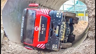 RC Trucks in Action Truck stuck and CRASH in the tunnel [upl. by Bilbe497]