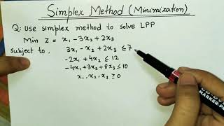 Lec 7 Simplex Method Minimization Problem In Hindi  Solve an Example [upl. by Pepi]