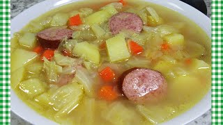 How To Make Polish Kielbasa Cabbage Potato Soup Recipe  One Pot Meal [upl. by Jermayne887]