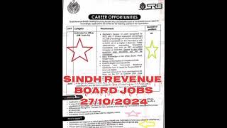 sindh revenue board jobs  SRB jobs 2024  sindh latest jobs  jobs 2024 sindh government jobs news [upl. by Madora]