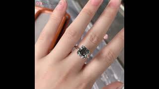 GIGAJEWE Natural Grey color 5ct 10mm Asscher Ring Moissanite White Gold  Moissanite Ring [upl. by Missie388]