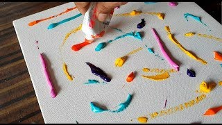 Easy amp Colorful Abstract Painting for KIDS  FUN Acrylics on Canvas  Demonstration [upl. by Shaeffer]