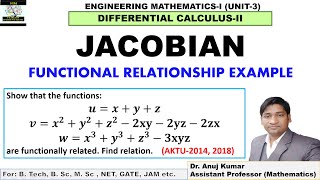 Jacobian Functional Dependence  Jacobian and its Properties  Jacobian Example and Solutions [upl. by Gagliano]