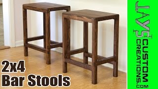 How To Make 2x4 Half Lap Bar Stools  166 [upl. by Pronty]