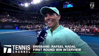 Rafael Nadal Discusses Comeback Victory  Brisbane 1R [upl. by Anaigroeg929]