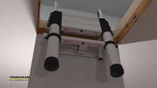 How To Install Youngman Loft Ladder  Telescopic Ladder Installation Video [upl. by Enilhtak]