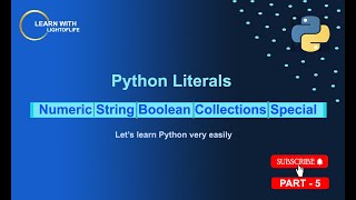 Python Literals  PART  5 [upl. by Elorac]