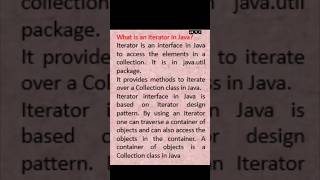 What is an iterator in java iterator java javainterviewquestions iteratorinjava sti [upl. by Barker]