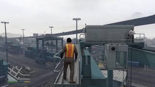 GTA 5 Story mode Mission 26 Scouting The Port Trevor operating crane [upl. by Ahsenom759]