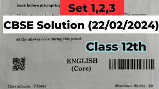 cbse class 12 english set 123 answer key 2024 english core paper solution class 12 cbse2024 [upl. by Ytineres]