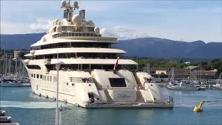 Worlds Largest Yacht Dilbar Majestic Docking in Antibes  18min Crew Choreography [upl. by Salohcin684]