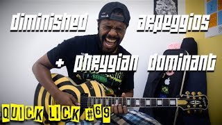 Sweep picking diminished 7th arpeggio  phrygian dominant with TABS  Quick Lick 69 [upl. by Ydur108]