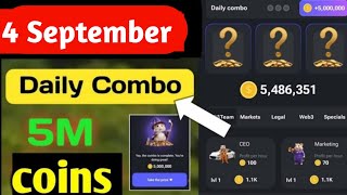 4 September 2024 daily combo Hamster Kombat Today  4 September daily combo 🔥 [upl. by Jodee]