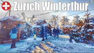 Magical Chirstmas in Winterthur Zurich Switzerland walking tour 🇨🇭 [upl. by Hanaj]