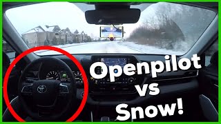 Openpilot Self Driving on Snow Covered Roads [upl. by Ulrica]