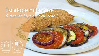 Escalope milanaise et tian de légumes du soleil au microondes [upl. by Yttap]