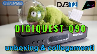 DigiQuest Q90 Decoder combinato TvSat  DVBT2  unboxing amp collegamenti alla TV [upl. by Llerrud]