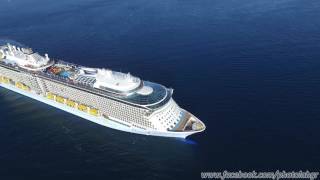 Aerial drone view  Ovation of the Seas arriving at Piraeus [upl. by Anehta]