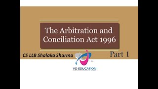 Arbitration and Conciliation act 1996 I Introduction I Part 1 I CS Executive I Jurisprudence I [upl. by Neiluj]