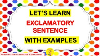 Exclamatory Sentences Exclamatory Sentences Examples S2LEARN [upl. by Aitel]