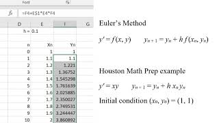 Eulers Method on Excel [upl. by Iegres]